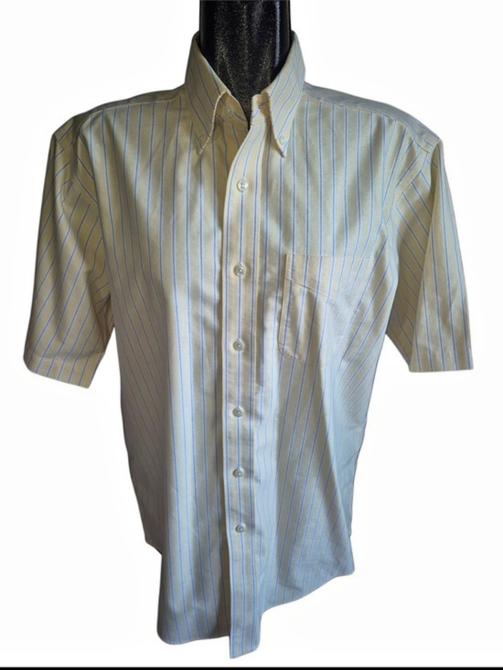 L.L.Bean Men's Vintage 90's Striped Cotton Short Sleeve Button-Up Shirt Size 16